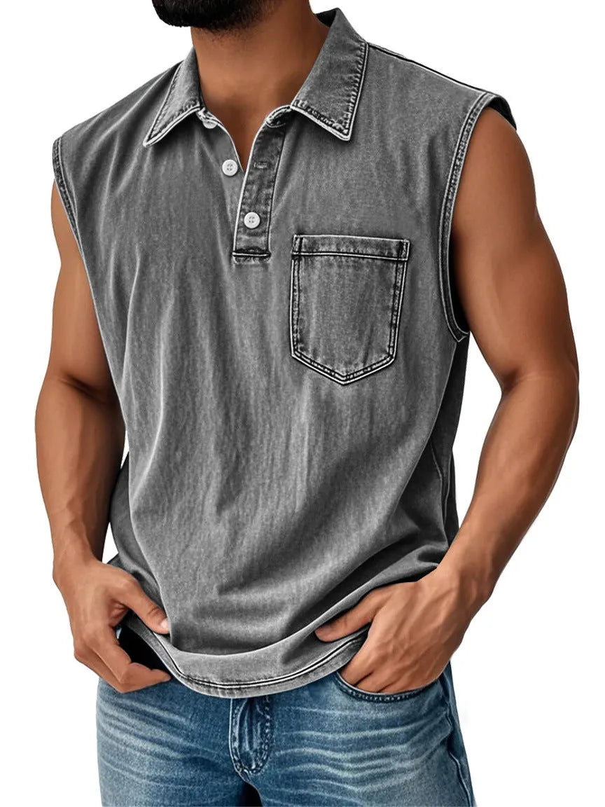 3D digital printed men's button polo shirt short sleeve loose fit polyester fibre leisure top