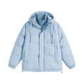 Two-piece winter jacket in mustard yellow colour with side seam pockets and cardigan style