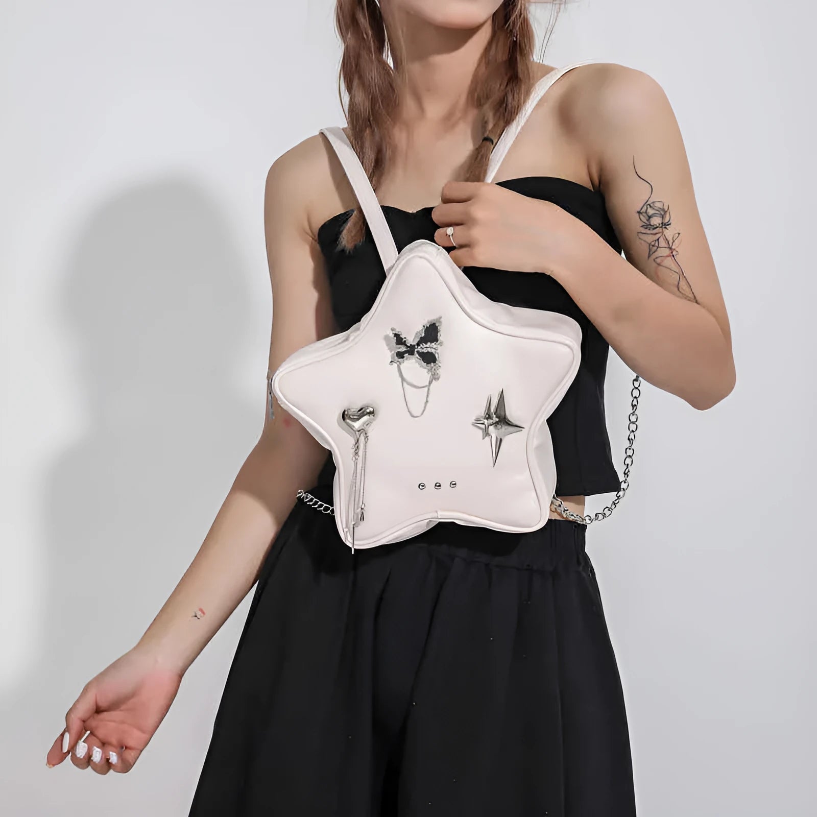 Women's soft PU leather mini backpack shoulder messenger bag in black, beige, and silver colour options