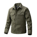 Men's quilted cotton coat with wool lining and polo collar in black, business casual style