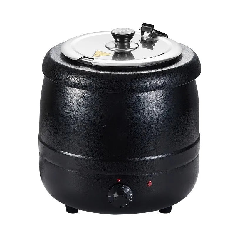 Black 10L stainless steel insulation pot with electric heating and large steel cover