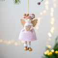 Pink and white cloth Christmas angel wings plush pendant ornament