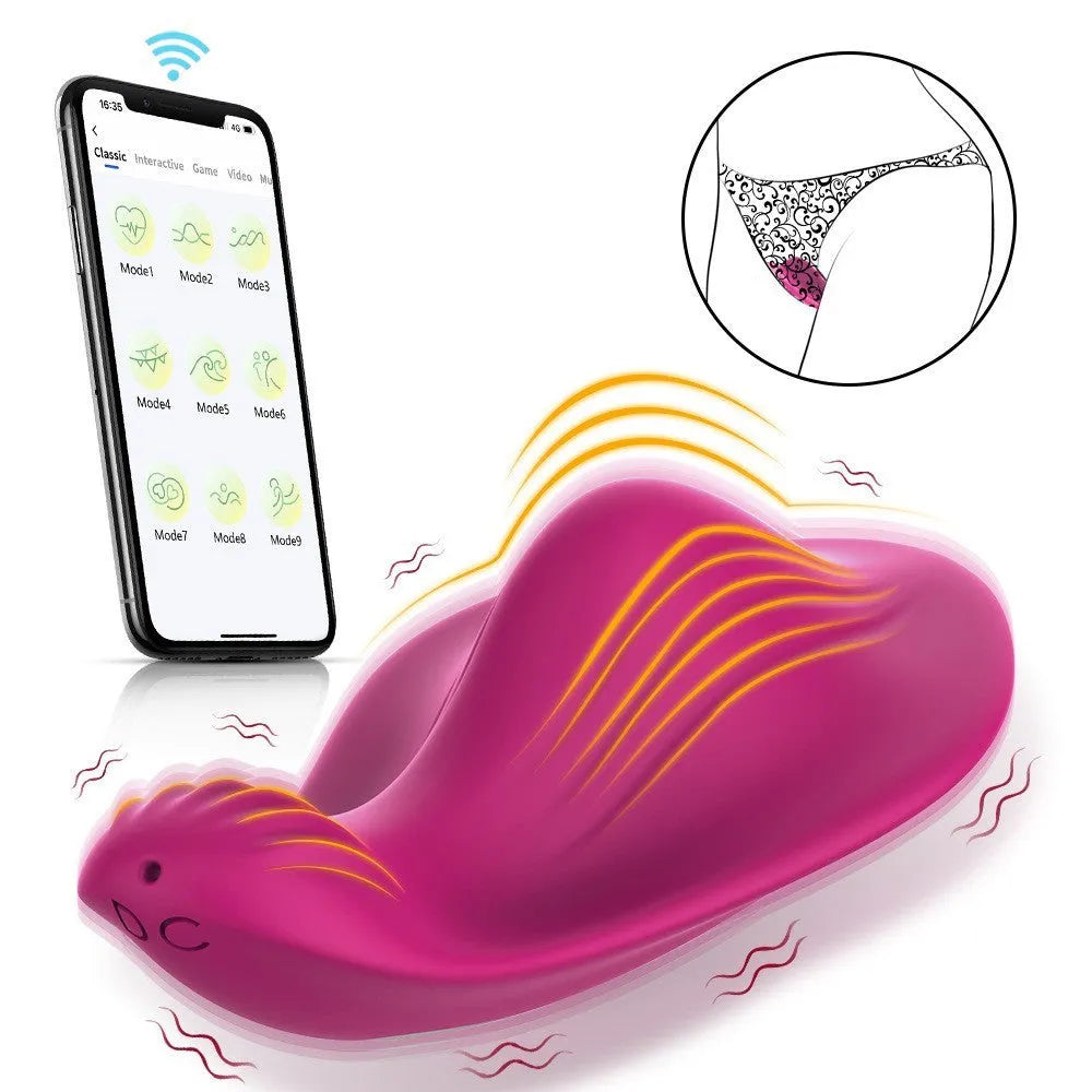 Rose red APP remote control female massager with cute butterfly design and USB charging