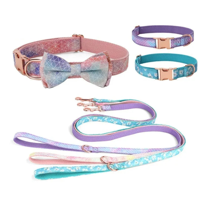 Pet Supplies rose gold buckle bow pet collar in polyester, pink girl colour, on white background