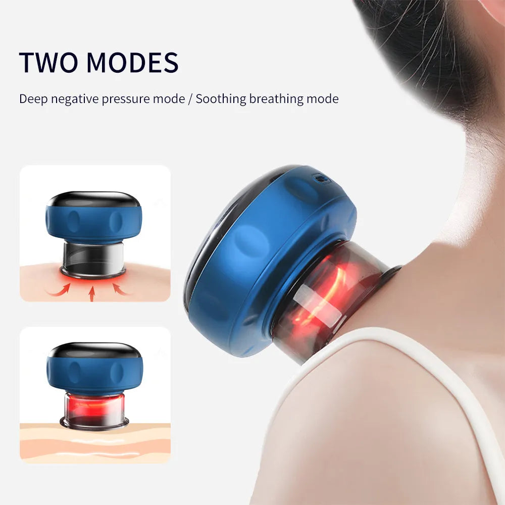 Electric vacuum cupping massager with LED display, ABS body, and 12 suction levels for home therapy