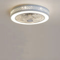 55cm LED invisible fan chandelier ceiling light with metal blades and decorative insert