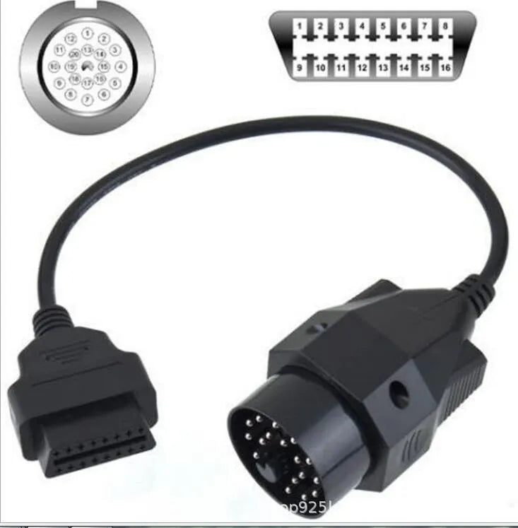 BMW OBD2 diagnostic connector cable converting 20-pin to 16-pin interface for vehicle diagnostics