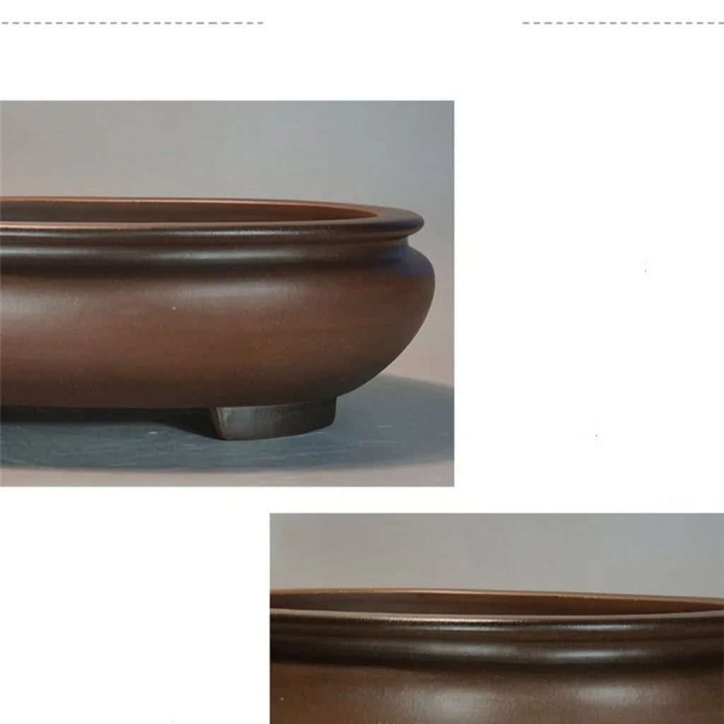 Handmade classical purple sand clay desktop flowerpot measuring 58cm wide.