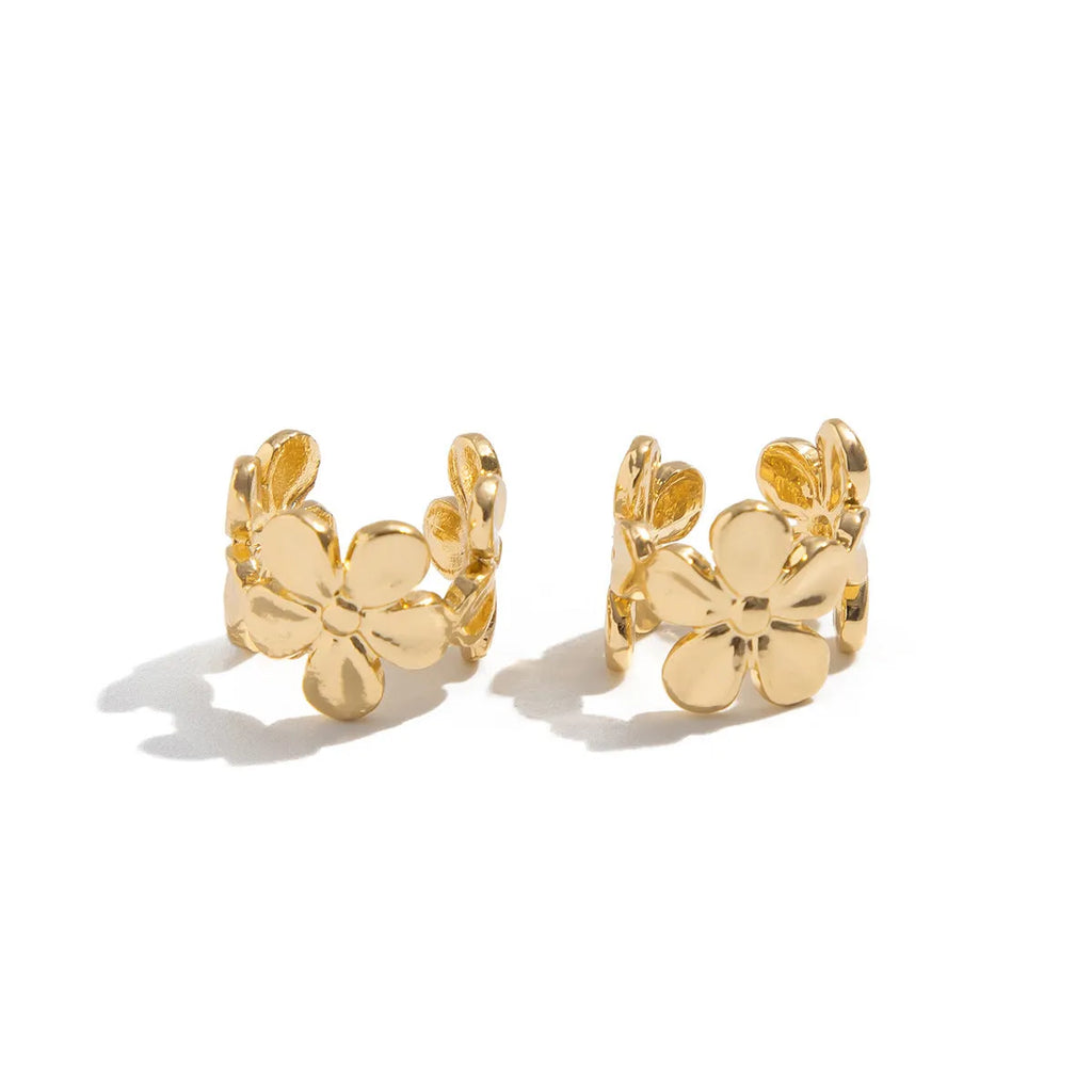 Gold starfish conch shell earrings for women with electroplated finish
