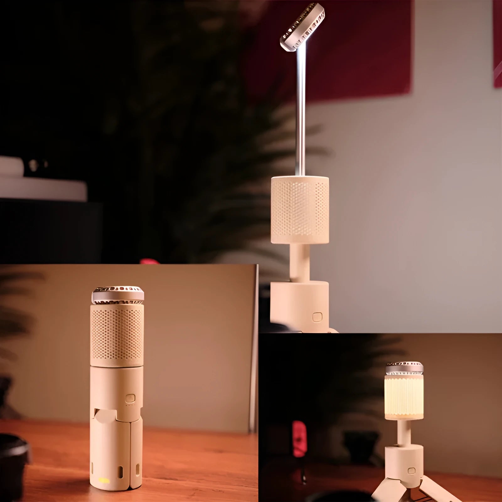 Portable camping LED lantern in creamy white colour with button switch