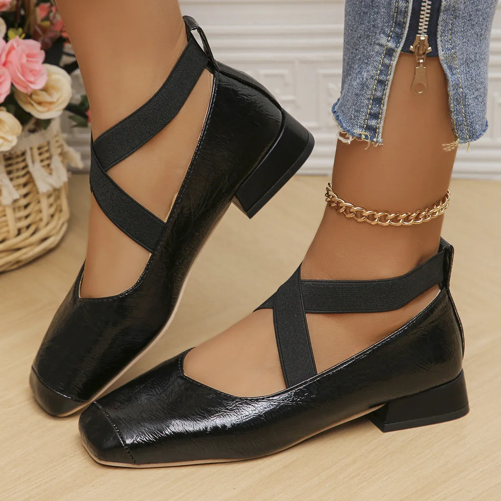 Slip-on pumps with attached skirt in gold, low heel, square toe, artificial PU upper, rubber sole