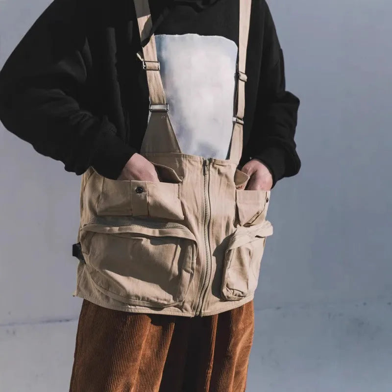Women's loose fit polyester bandage vest waistcoat in khaki and black colours