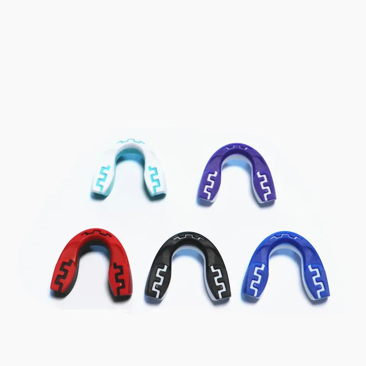Adult boxing mouthguard with tooth socket free design in three colour options for martial arts protection