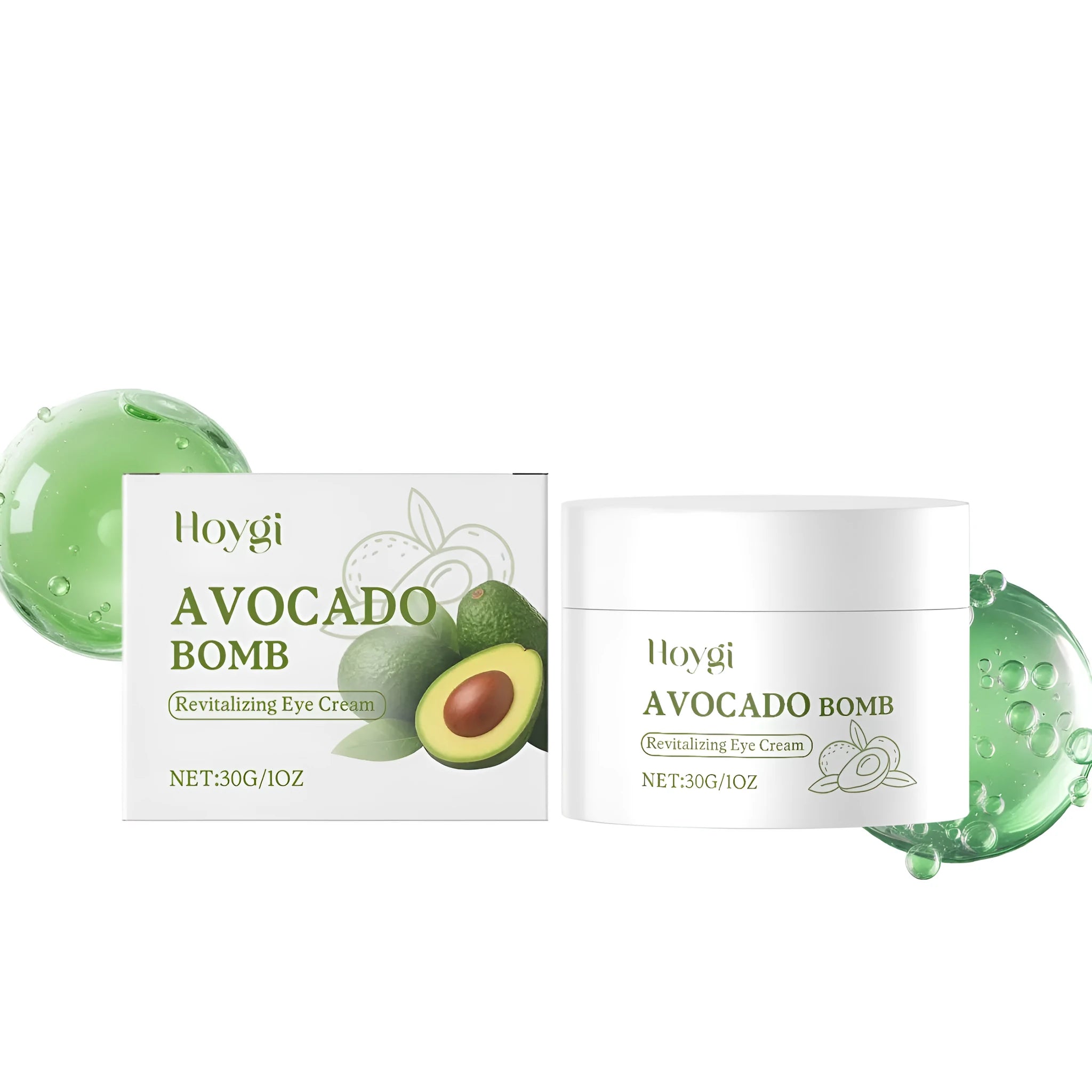 30g avocado anti-aging eye cream container with shea butter and vitamin E