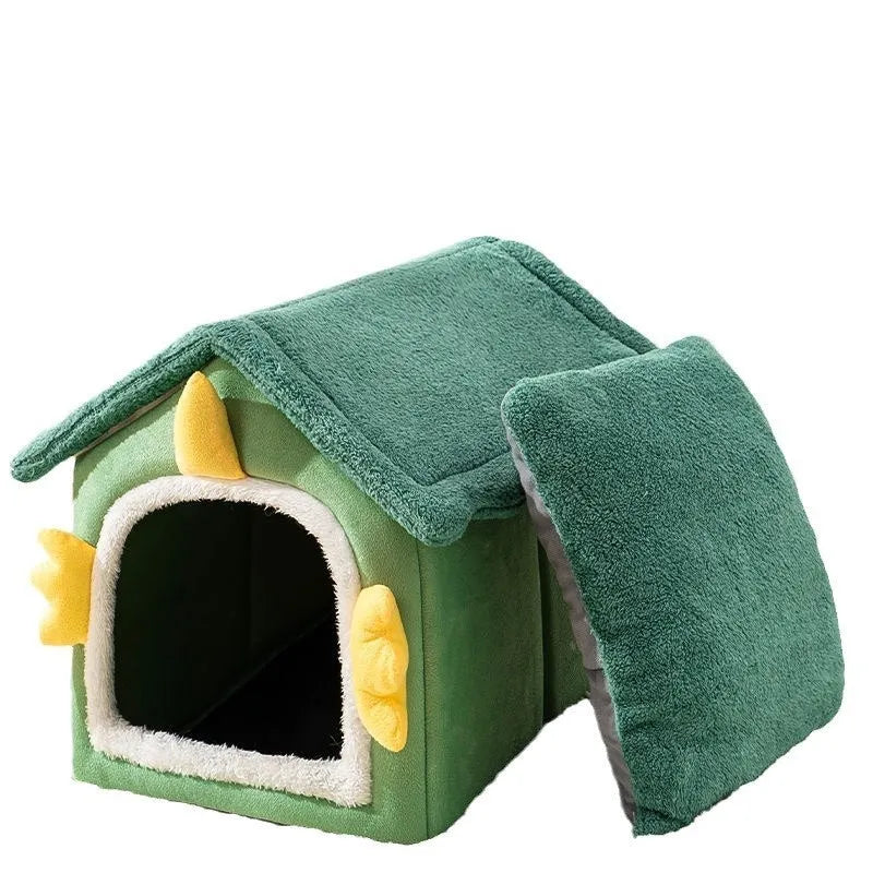 Cat nest winter warm closed super big four seasons universal pet bed with thick soft cushion and blanket in large size