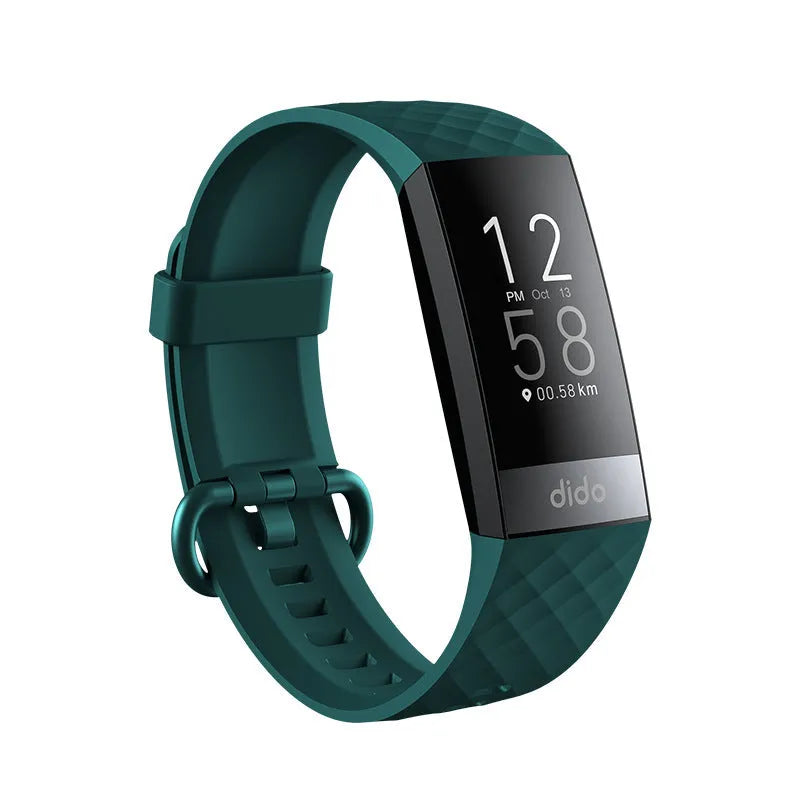 Black smart health bracelet with ECG, blood pressure and blood oxygen monitoring on wrist