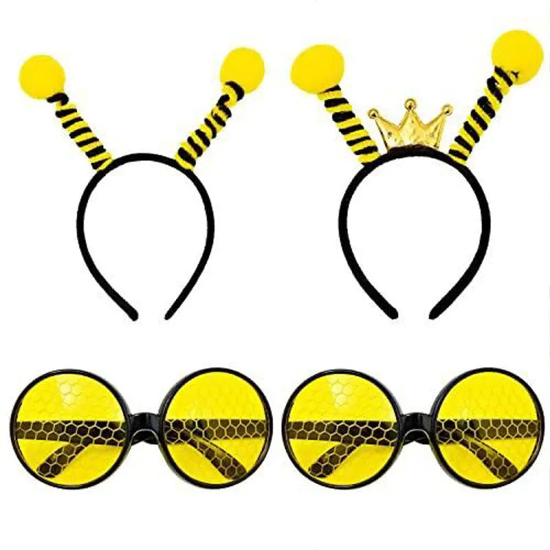 Yellow and black bees costume headband and glasses set for children's fancy dress