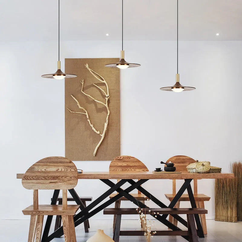 New Chinese style fish line chandelier with walnut wood lamp body and all-copper finish, 250mm or 300mm diameter