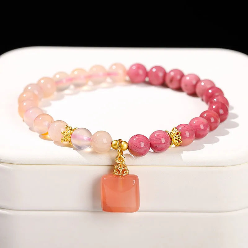 Natural crystal jade bracelet for women, green colour, handmade fresh style