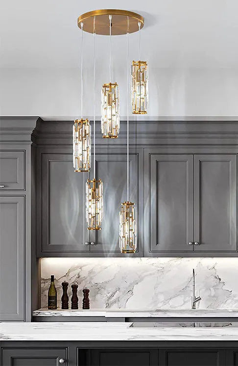 LED single-head industrial-style crystal droplight in black finish