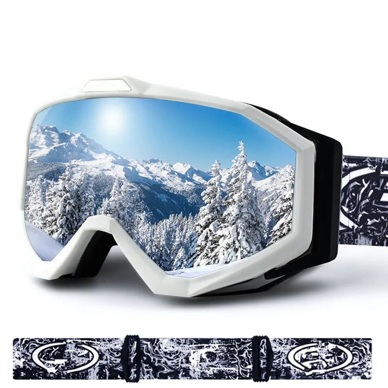 Motorcycle anti-fog goggles in black frame with gray lens variant showing protective eyewear design