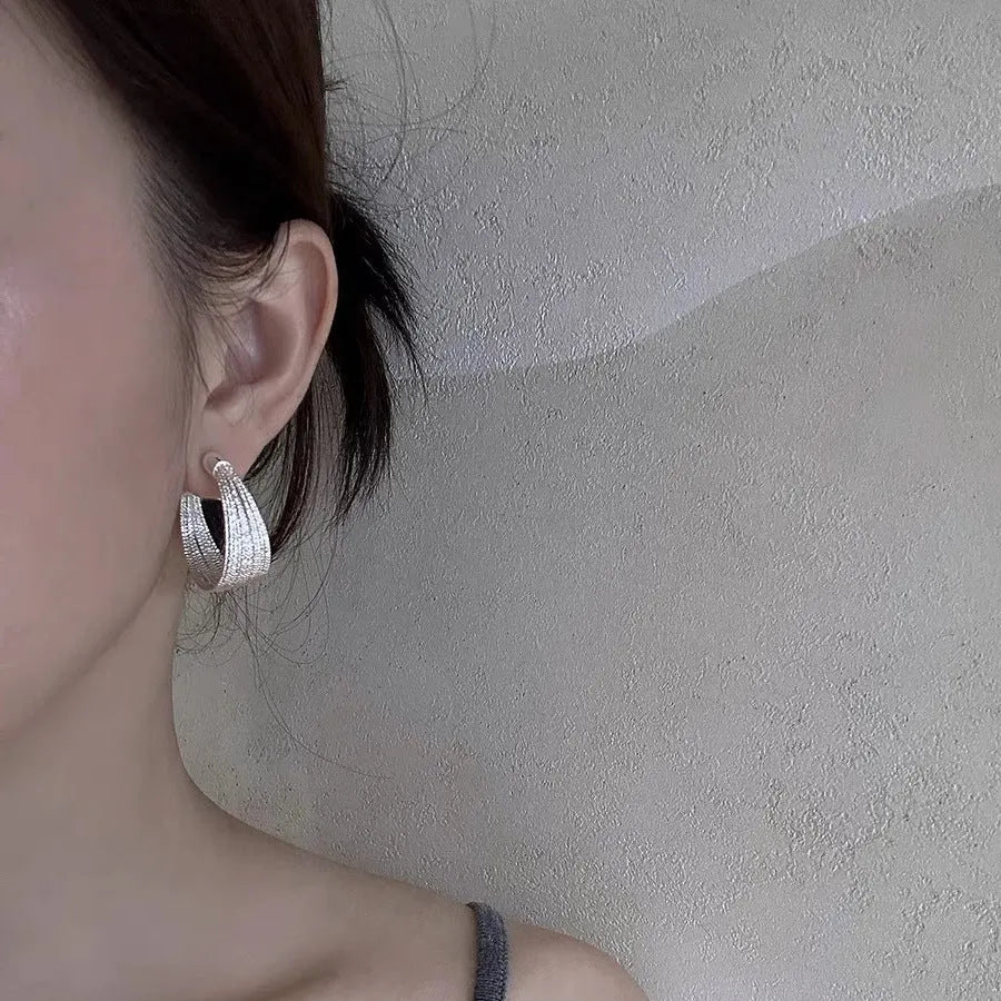 Geometric multi-layer bracelet earrings for women in silver or gold electroplated finishes