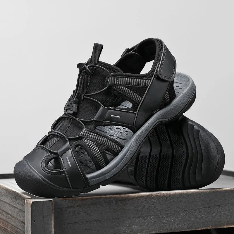 Men's LX01 Blue casual sports shoes with mesh upper, rubber sole, and Velcro strap.