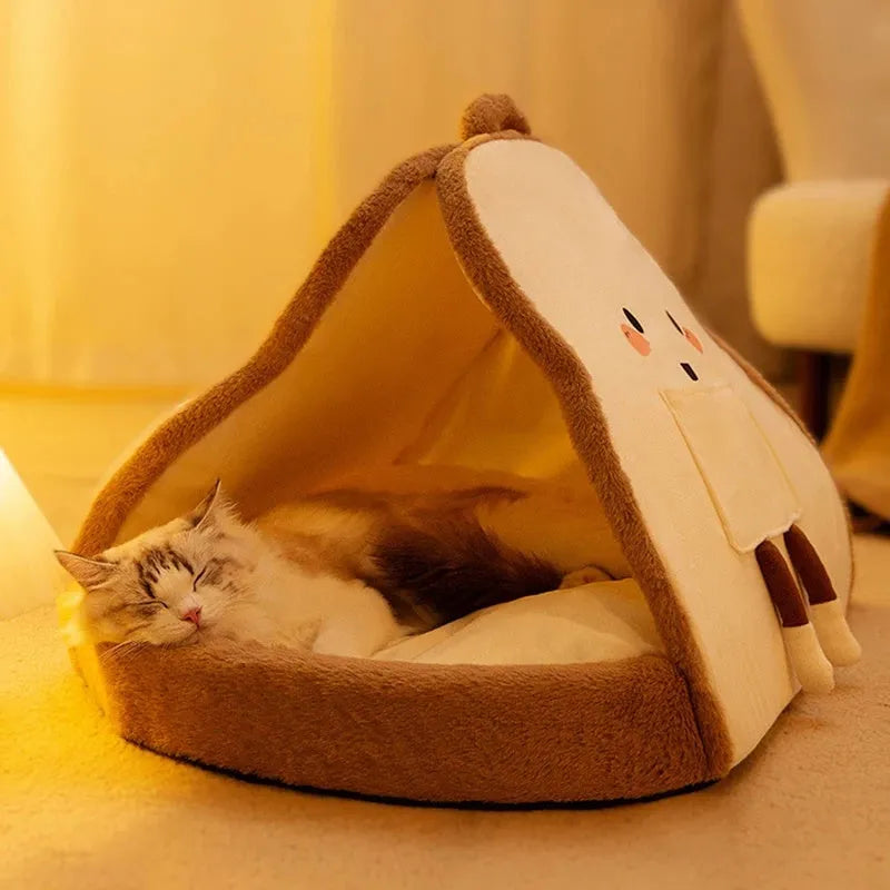 Green cat tent winter warm cozy pet house deep sleeping cave bed for kittens and small puppies