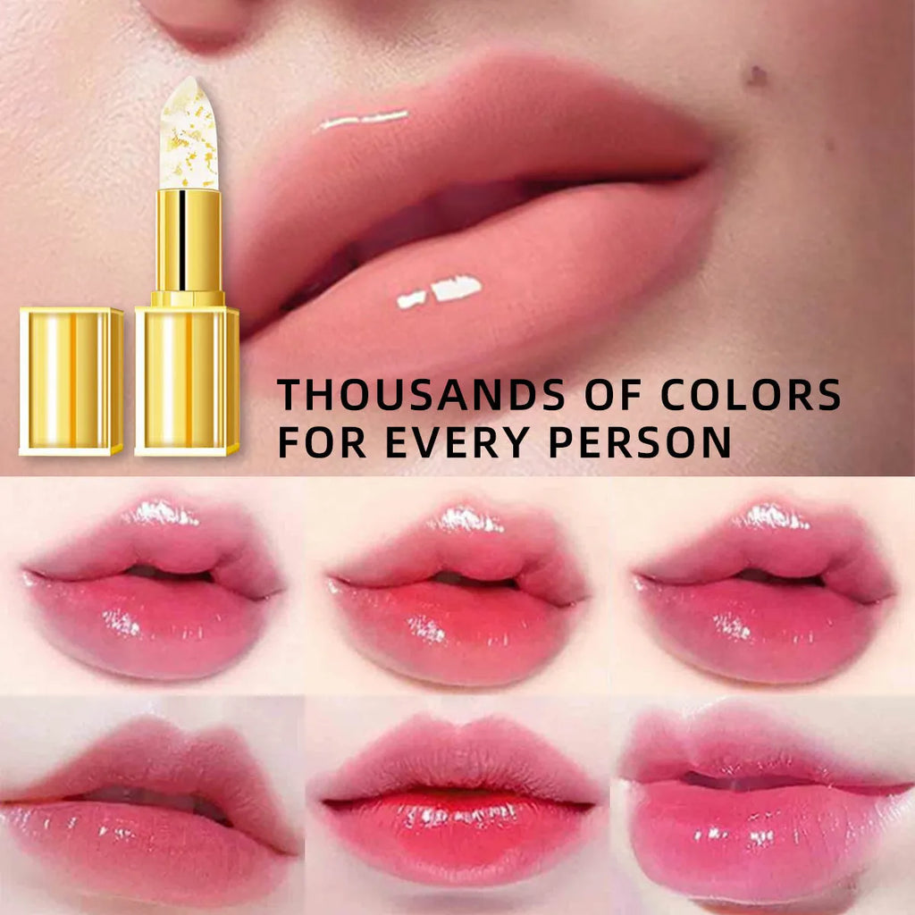 YB1001 warm colour-changing anti-smudge lipstick in gold case with 3.5g net content