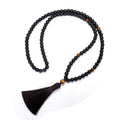 108 stone tigereye yoga beaded bracelet necklace set with tassel pendant