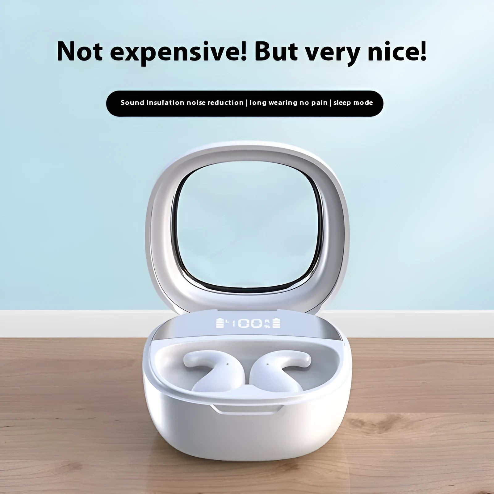 TWS Bluetooth headset earplug style with digital display screen in black colour