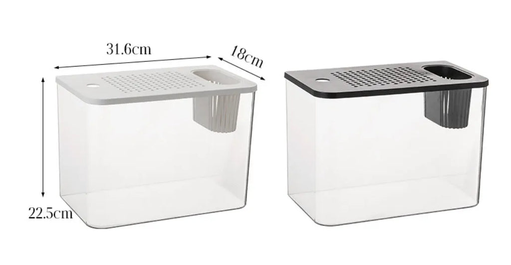 Medium ecological betta tank with cover in black or white colour options