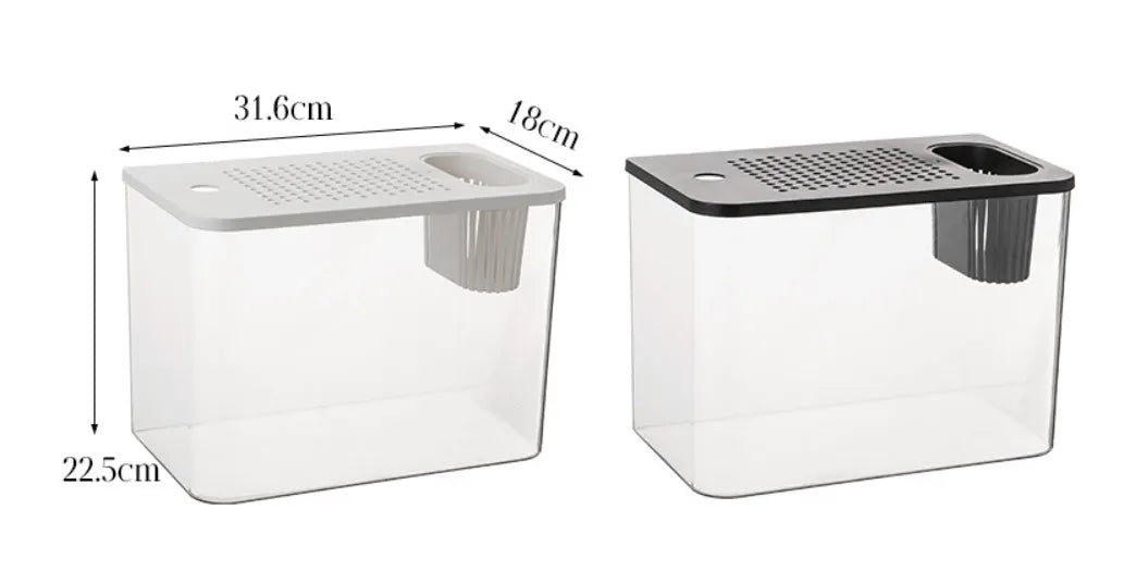 Medium ecological betta tank with cover in black or white colour options