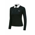 Women's long sleeve golf top in white polyester fabric for sun protection during outdoor activities
