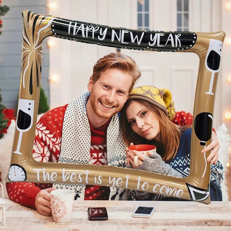 Christmas inflatable photo frame prop with PVC construction for holiday photography