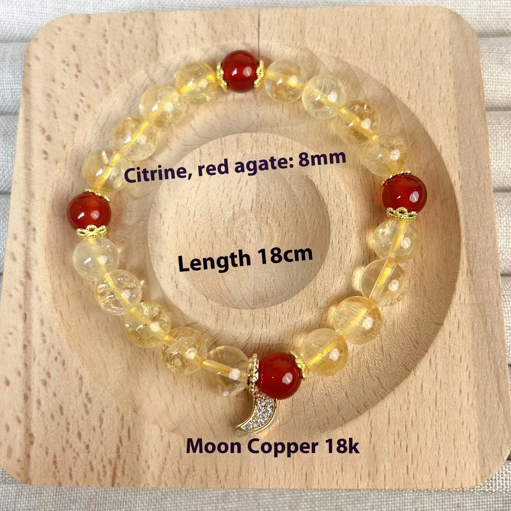 Handmade citrine crystal bracelet for women travel gift