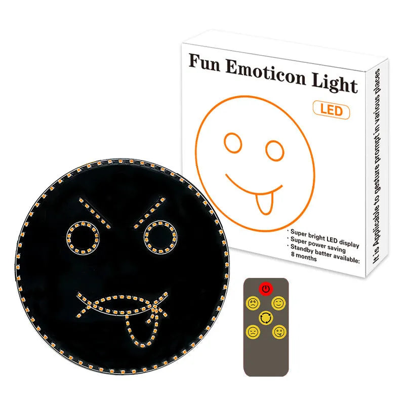 Black car rear window LED expression light with 145 orange lamp beads in smiley face pattern