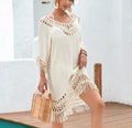 Apricot crochet patchwork beach dress with free size fit and street hipster style