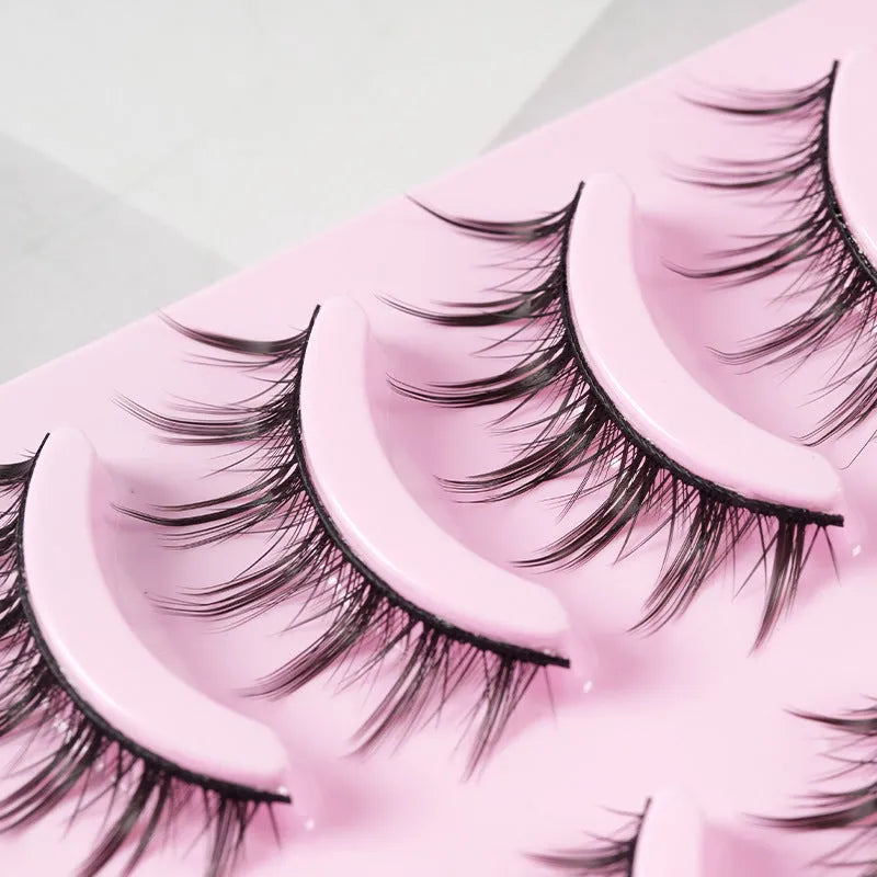 Set of 5 pairs manga false eyelashes in natural slim length styles 007 008 009 for anime cosplay