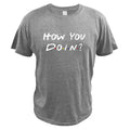 How You Doin t-shirt in black, short sleeve slim fit with bold letter print front view