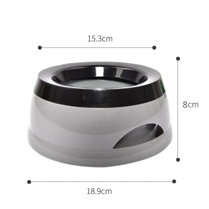 Blue plastic pet water bowl with floating design, 750ml capacity, 15.3x18.9x8cm