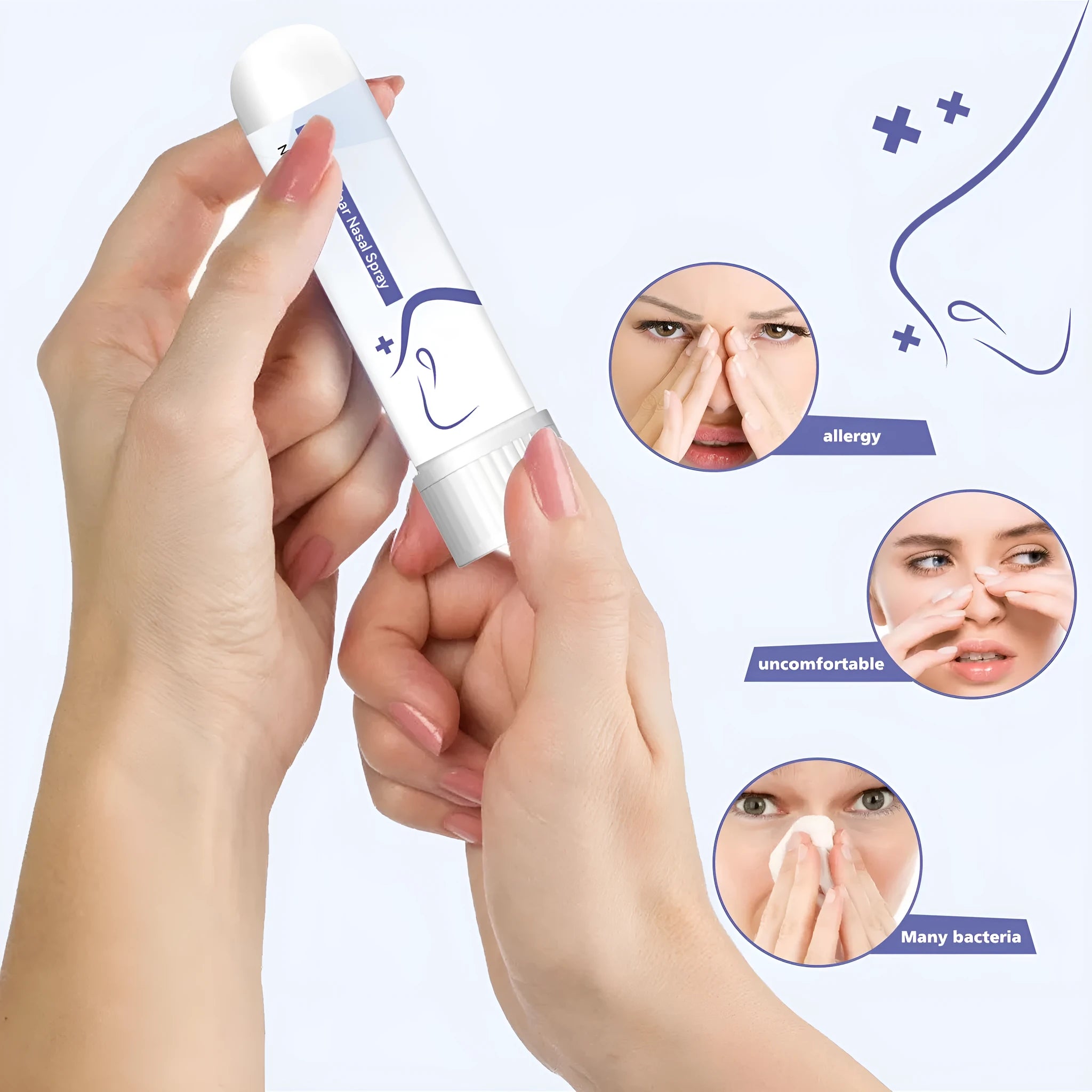 Family nasal drain plunger suction tool with soft silicone tip for congestion relief
