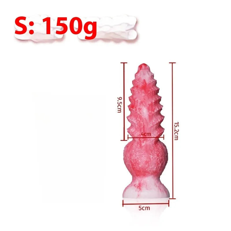Pink Berserker shaped penis masturbation device made from platinum silicone.