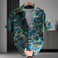 Men's casual Hawaiian summer short sleeve cotton shirt with flower print, available in multiple colours and sizes L to 8XL