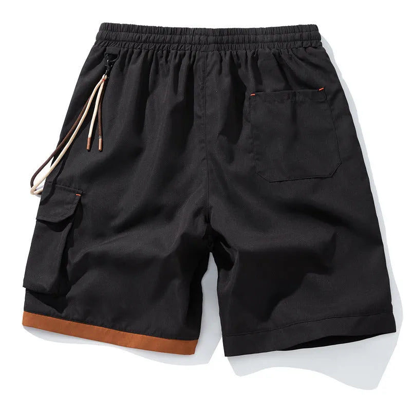 Men's bamboo fibre plus size sports shorts in coffee colour showing straight-leg cropped design