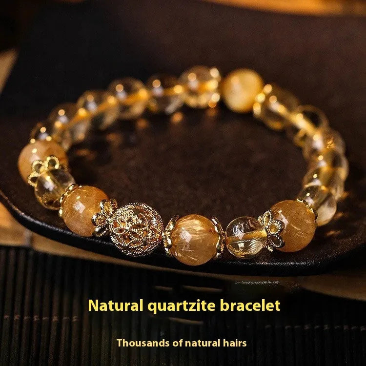 Retro artificial crystal lucky bracelet for women in yellow gold colour with electroplated finish