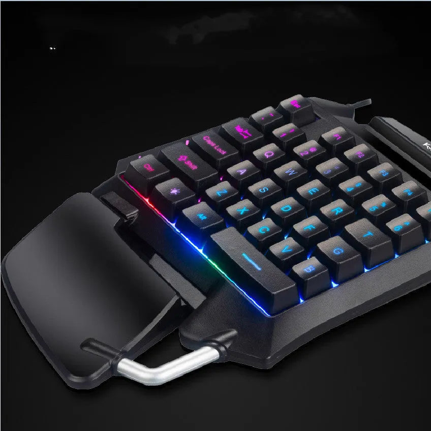 Black one-handed gaming keyboard throne converter with left-hand layout and hand rest