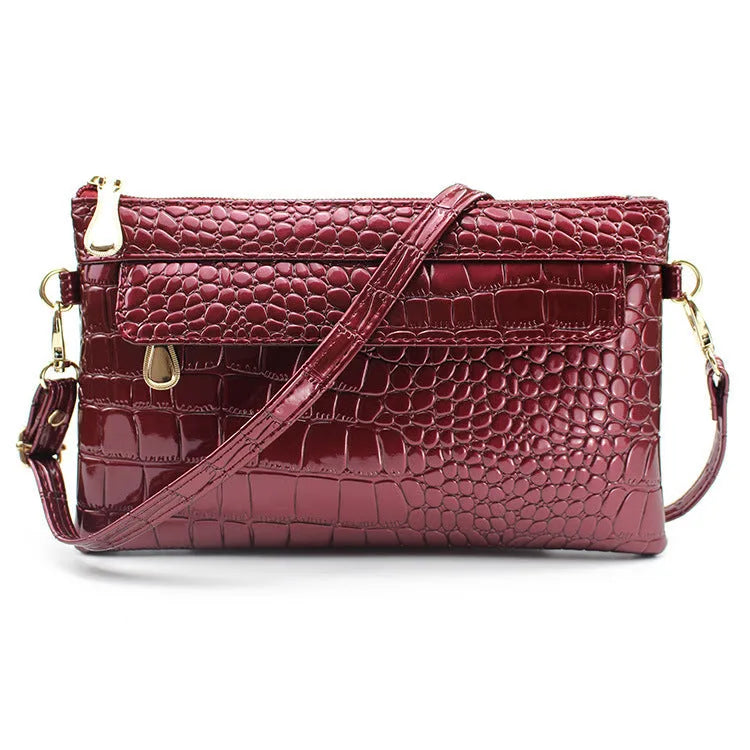 Fashion shoulder messenger bag for women, PU material, compact horizontal square shape, 24cm width