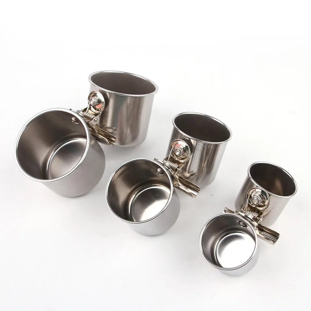 Stainless steel outdoor bird feeder in natural colour with three size options
