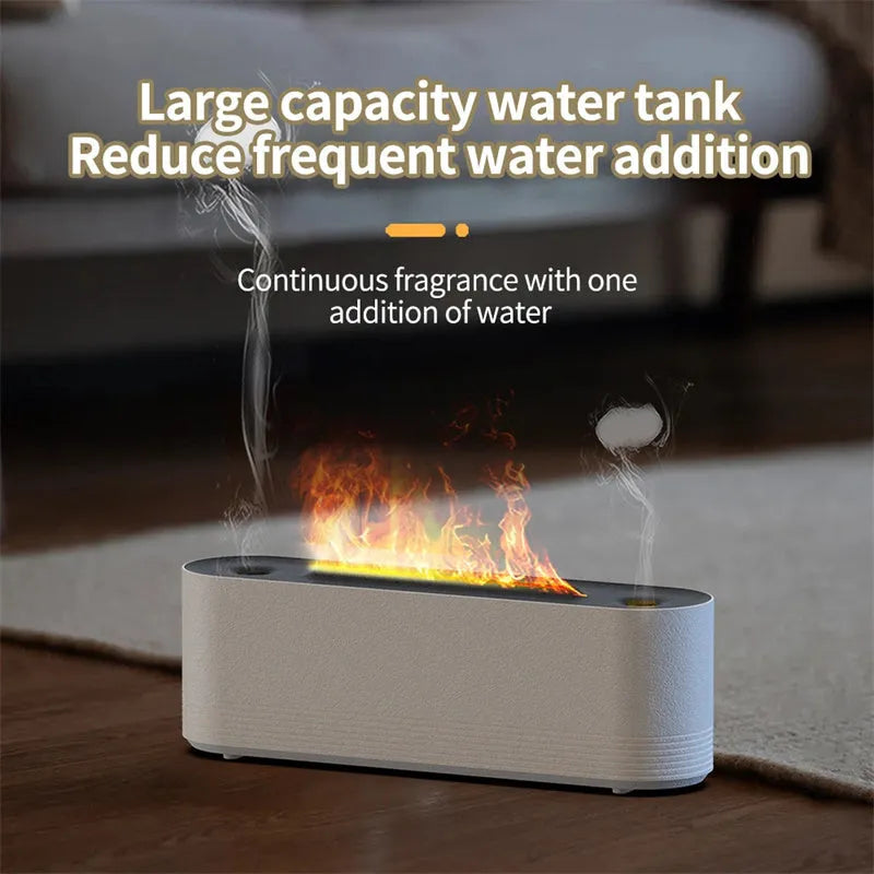 Black Flame Air ultrasonic humidifier emitting cool mist with multicolour LED flame light effect